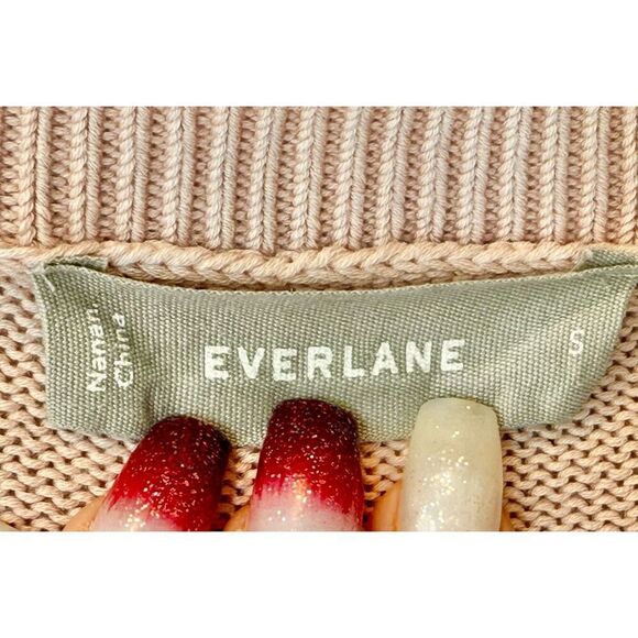 Everlane Soft Cotton Crew Knit Lightweight Blush Pink Crewneck Sweater Small - Picture 6 of 11
